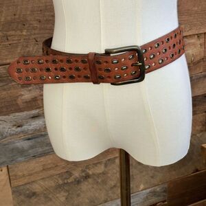 Vintage Ralph Lauren Leather brass grommet belt sz M EUC